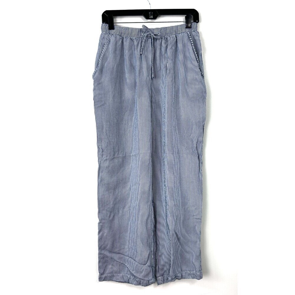 Karen Kane Wide Leg Pants Womens Sz S Blue White Striped Made USA Flowy 1321E1